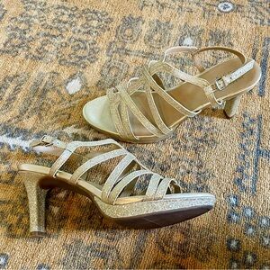 Naturalizer Baylor Dress Sandal in Gold Glitter Women’s 9.5